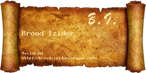 Brood Izidor névjegykártya
